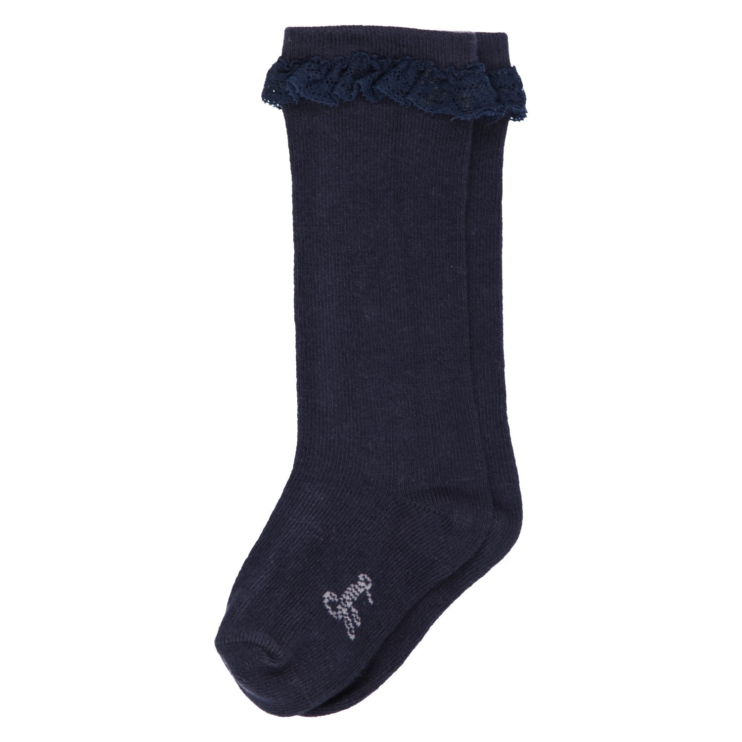 Navy Frill Knee High Socks