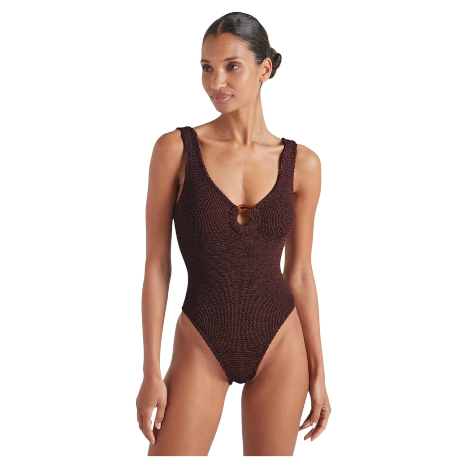 Celine Metalic Chocolate Swimwear with Tonal Hoop - Adult