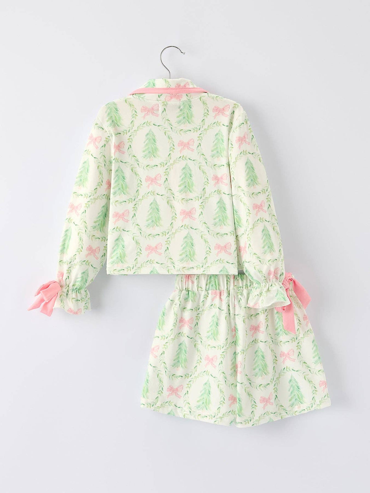 Mommy & Me Christmas Tree & Bow Print Girls Pajama Set
