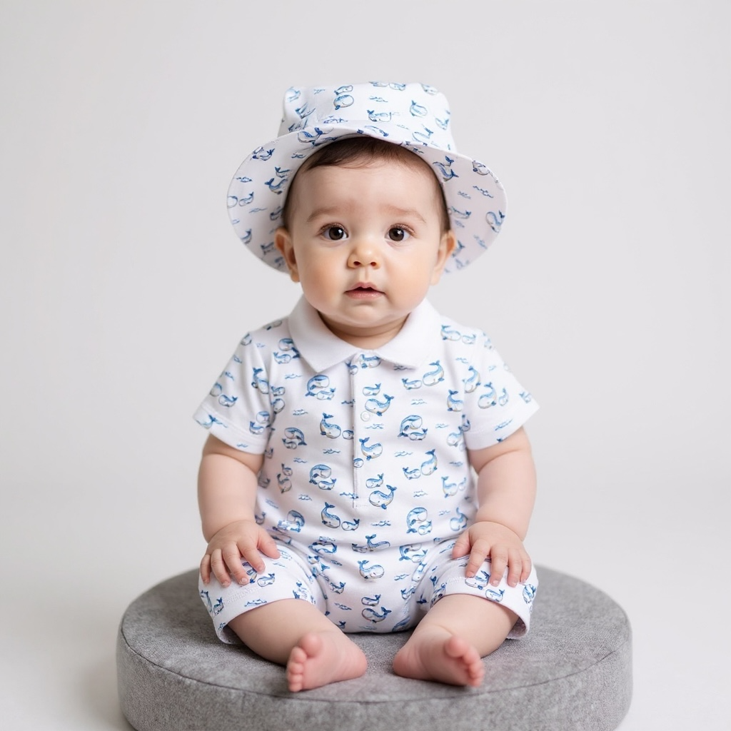 Blue Whale Print Bucket Hat
