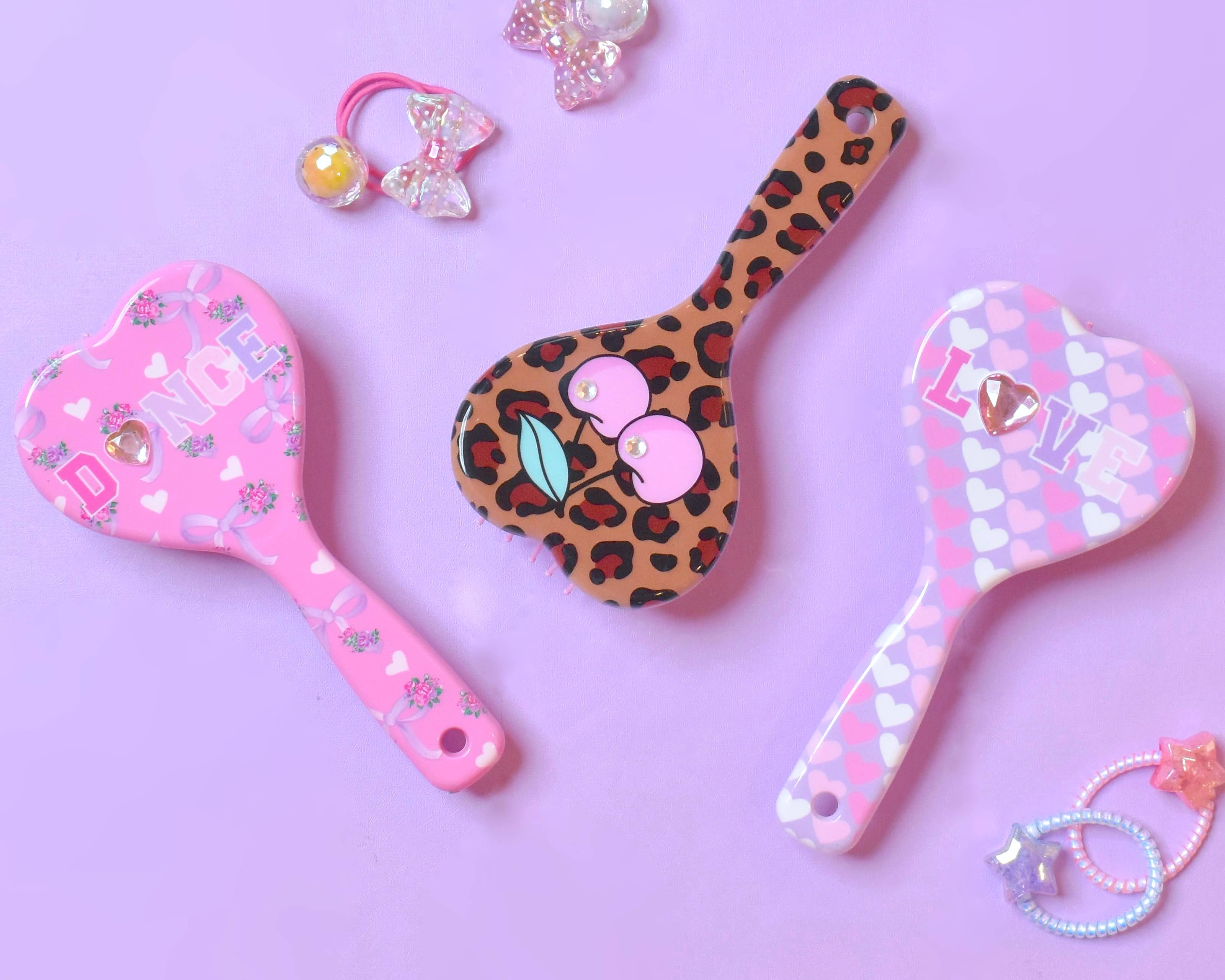 'Love' Heart Printed Heart Shaped Hairbrush