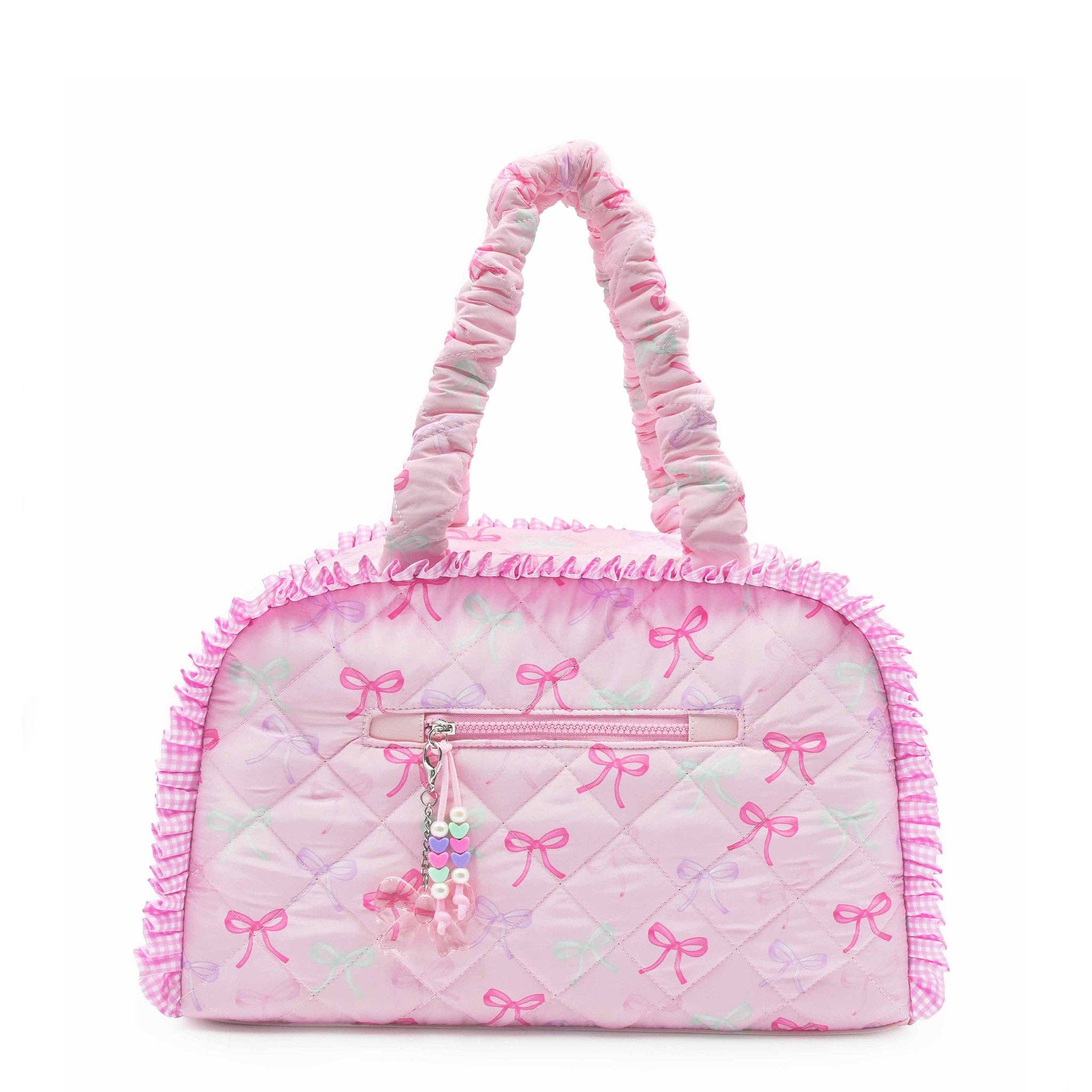 Quilted Bow Printed Medium Duffle Bag