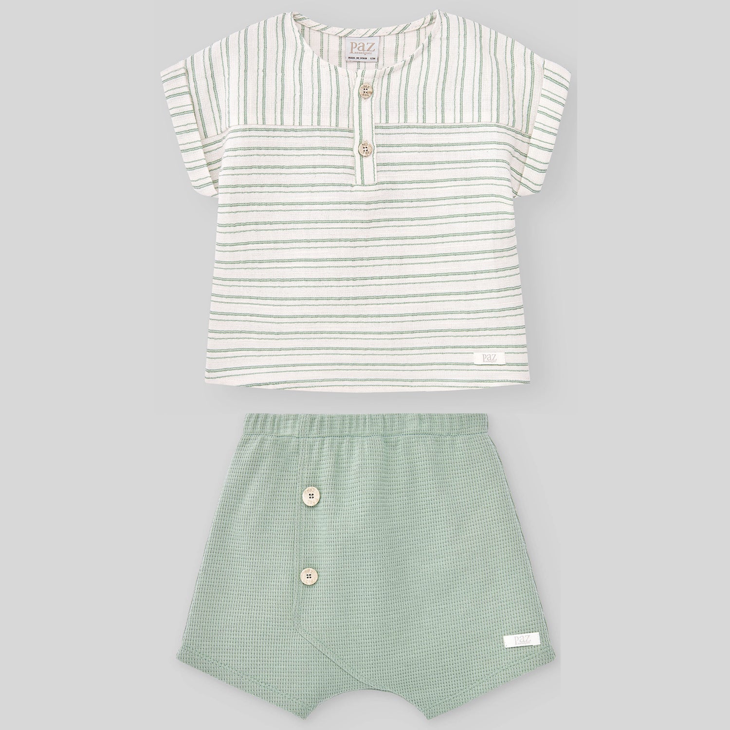 Cream & Green Short Set