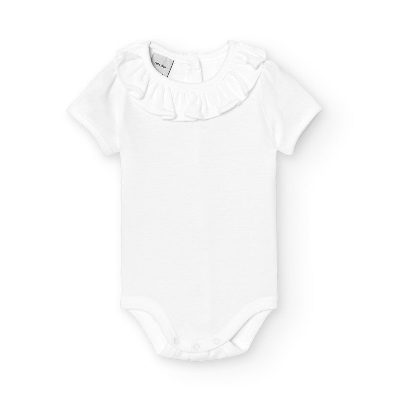 White Short Sleeved Frill Collar Body
