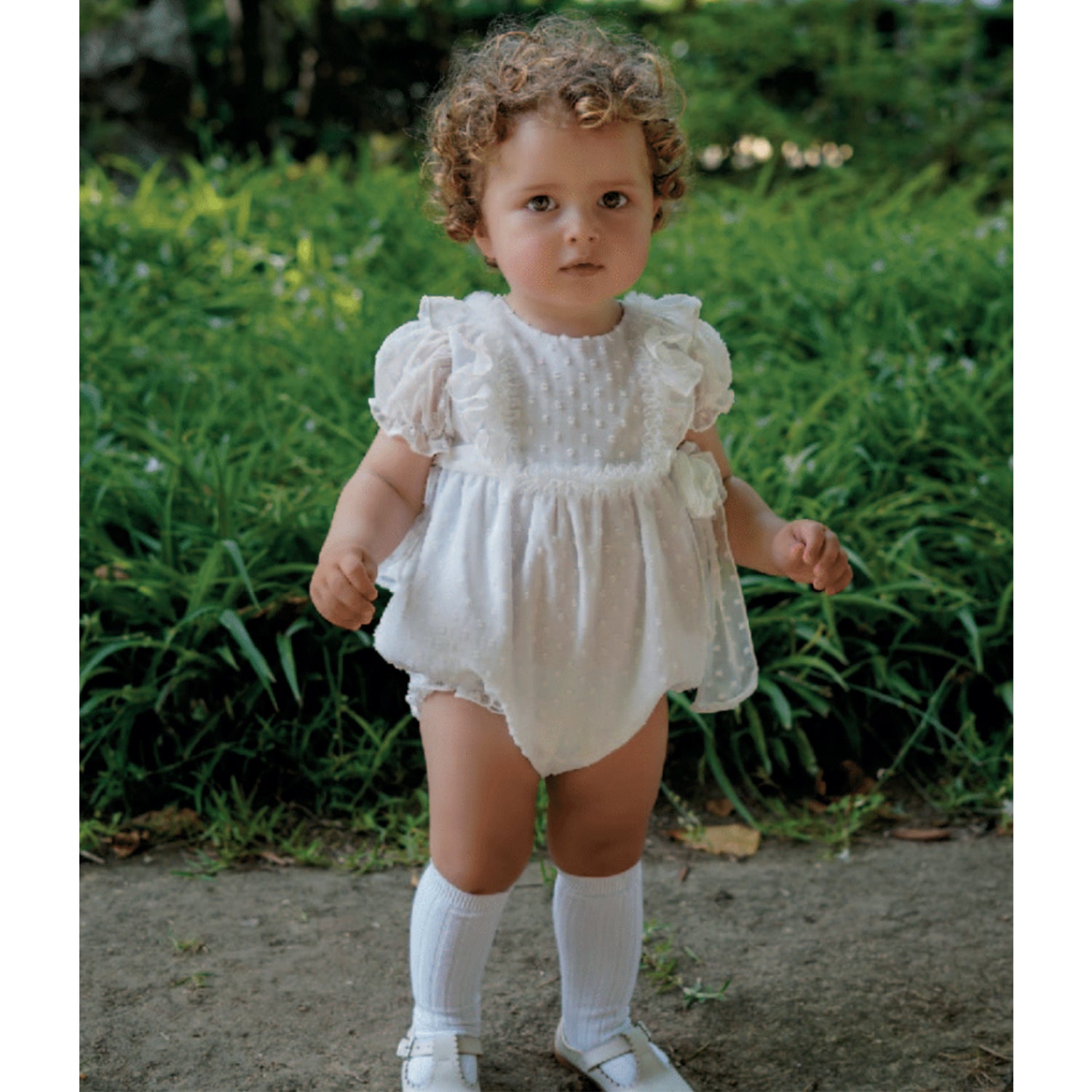 White Plumetis Romper