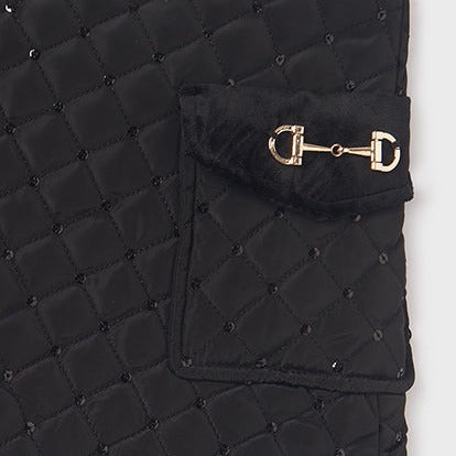Black Quilted Sequin Skirt