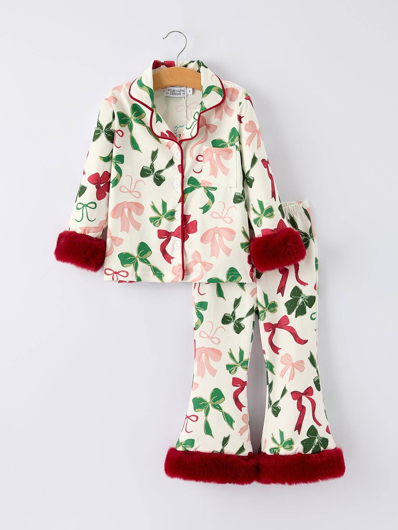 Holiday Bow Print Christmas Pyjamas Set PRE ORDER OCT