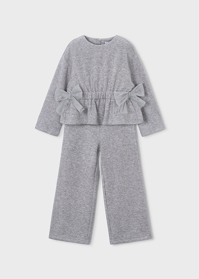 Grey Lurex Knit Trouser Set