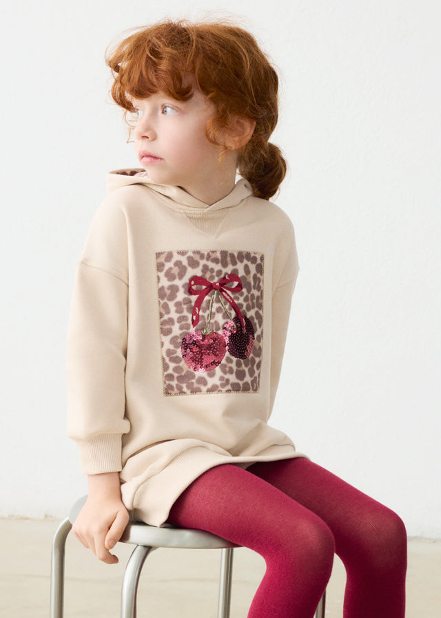Leopard Print Hooded Fleece Dress