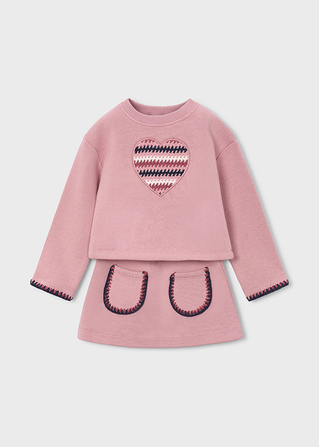 Dusty Pink Sweat Skirt Set