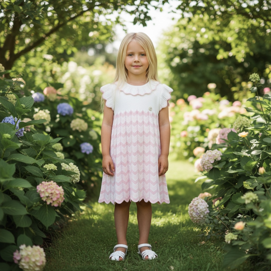 Pink & White Pleat Knit Dress