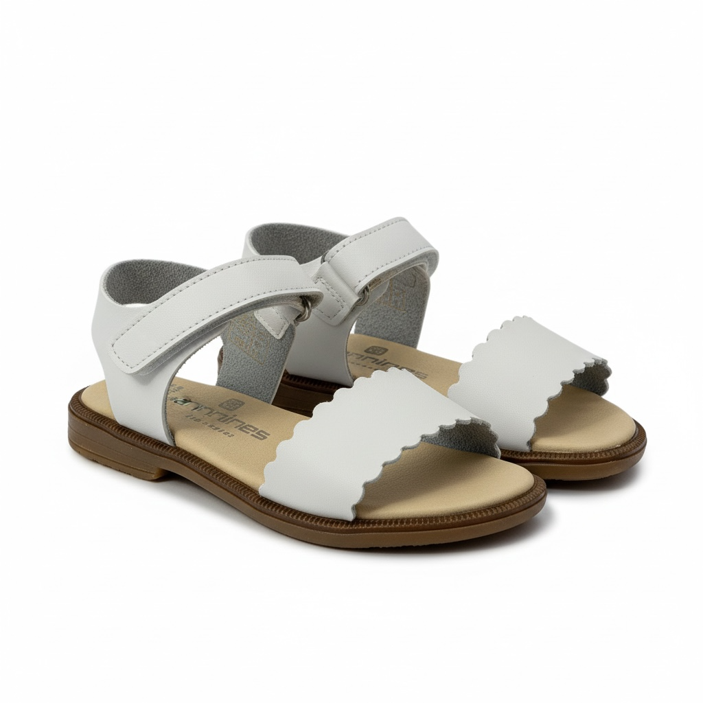 White Scallop Strap Sandal