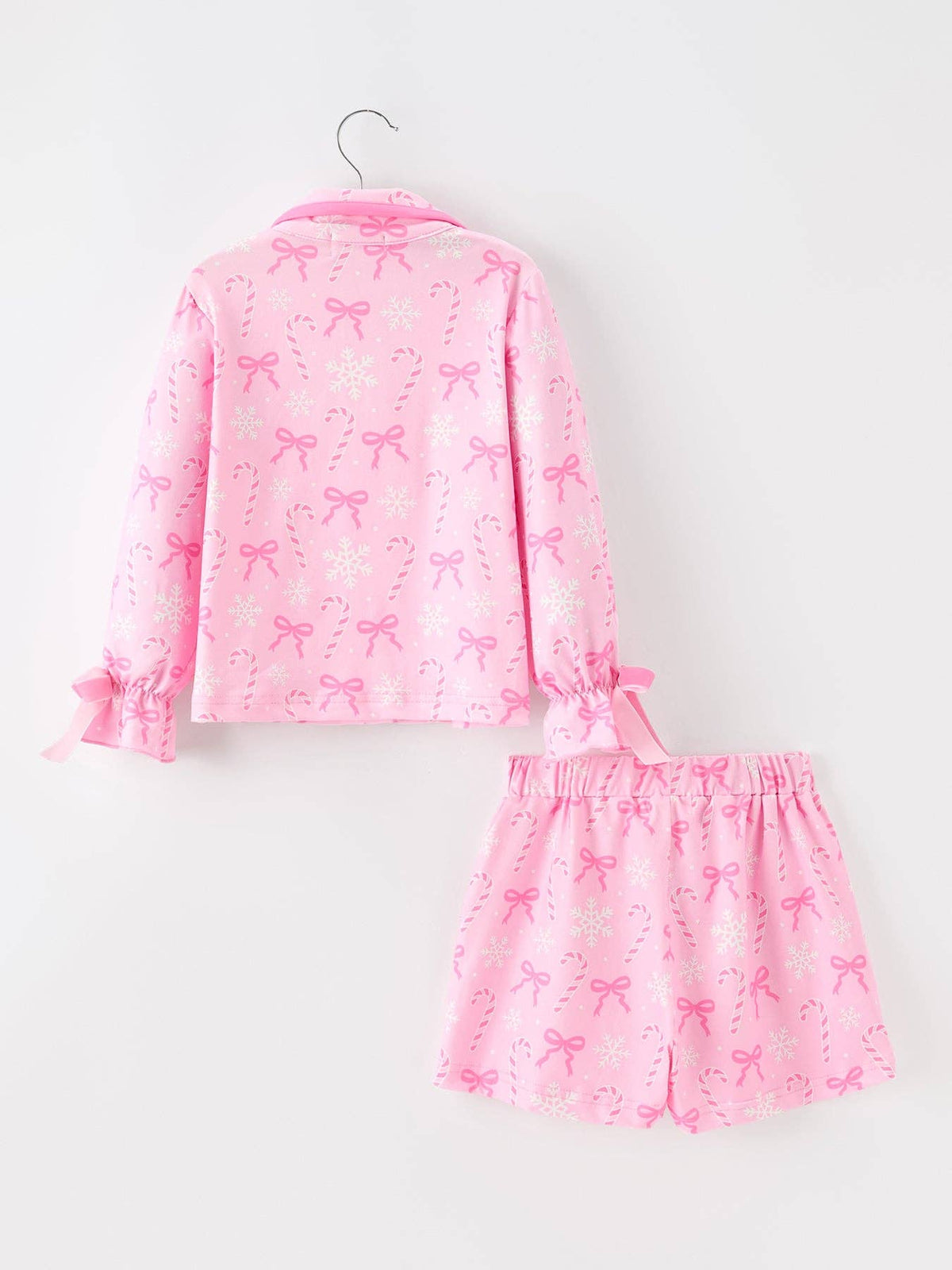 Mommy and Me Pink Christmas Candy Cane Print Pajama Set