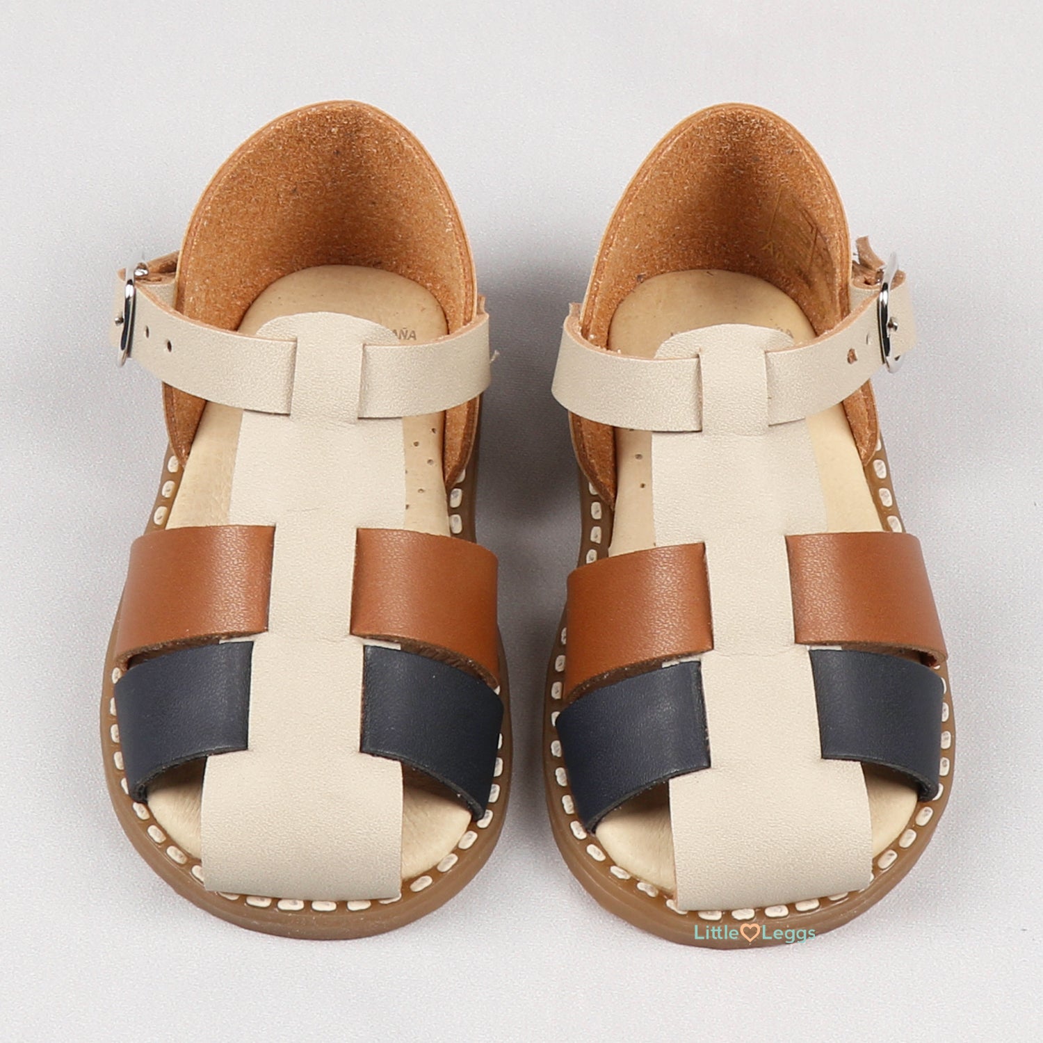 Beige & Camel Closed Back Sandal