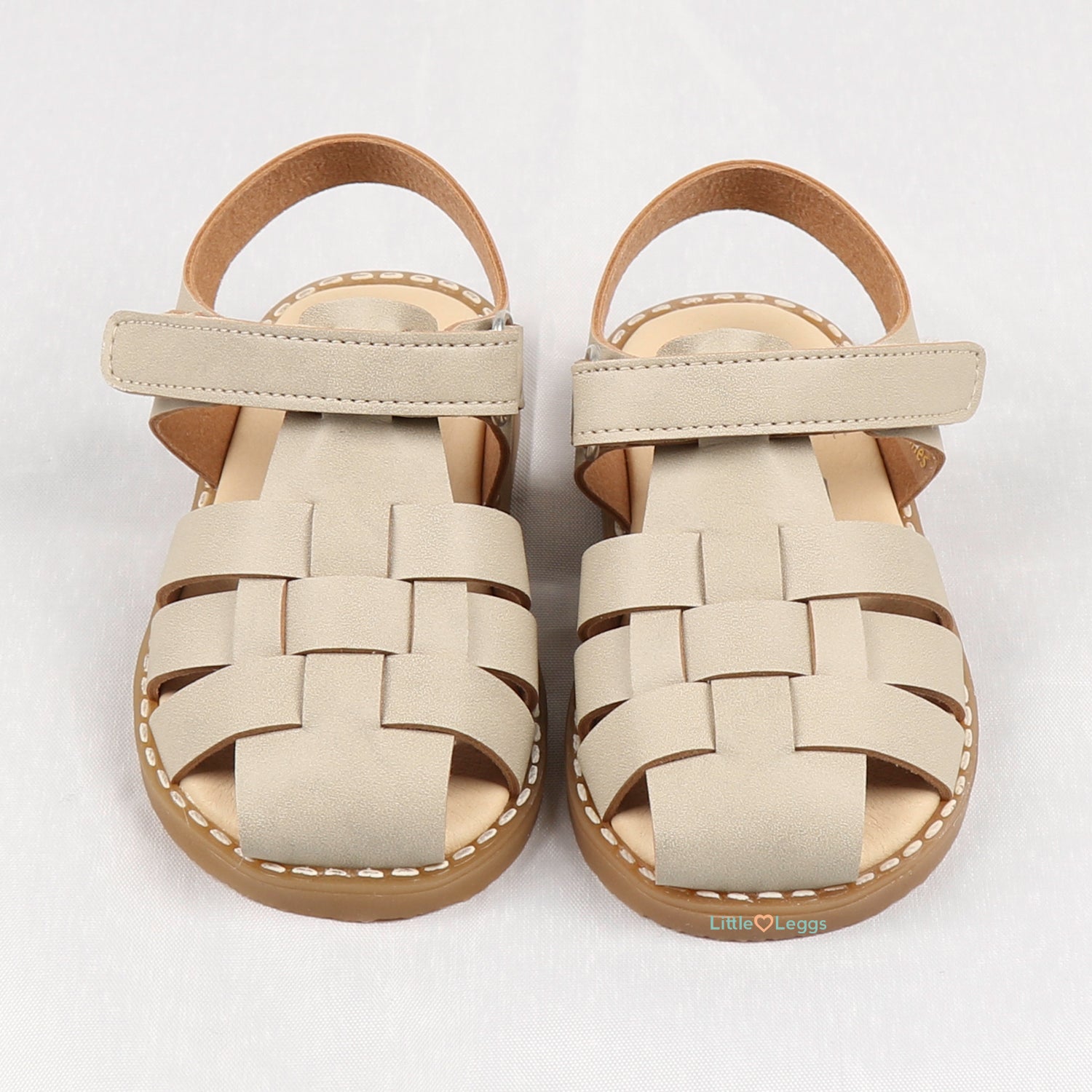 Beige Open Back Lattice Sandal