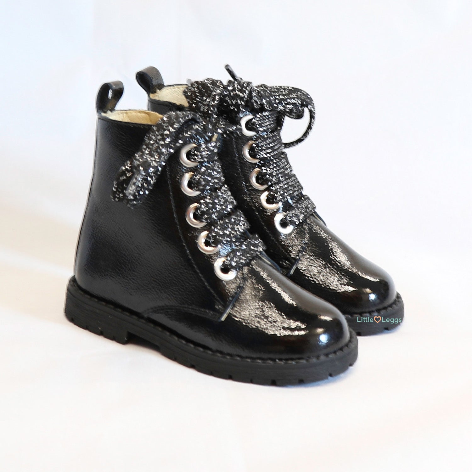 Black Patent Leather Chunky Sole Boot