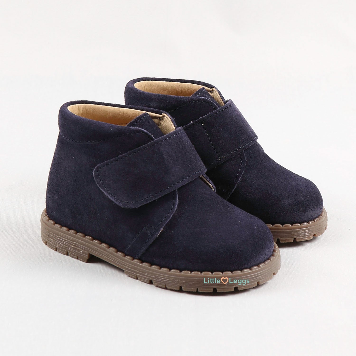 Navy Suede Velcro Boots