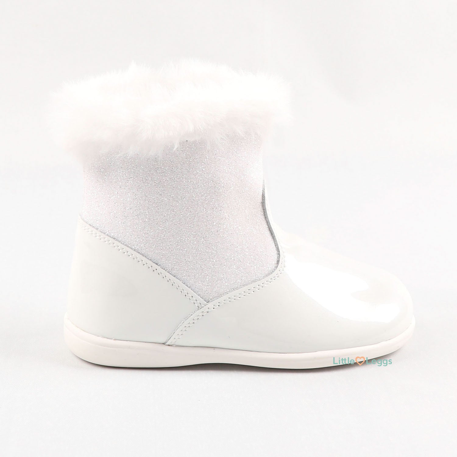 White Sparkle Fur Trimmed Boots