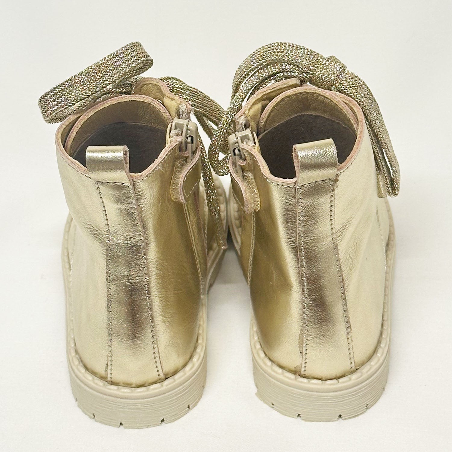 Metallic Gold Leather Chunky Sole Boot
