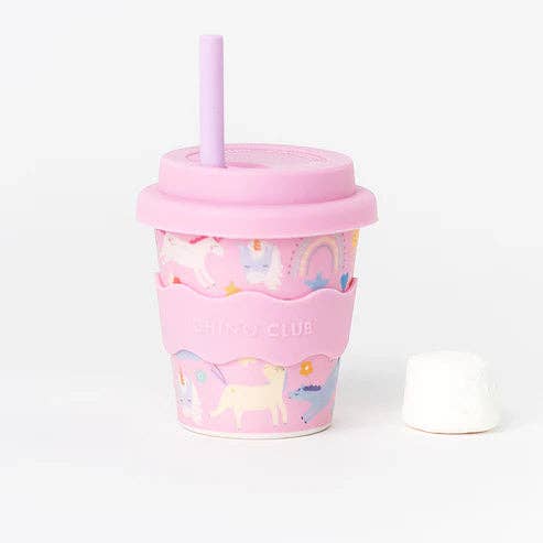 Pink Unicorn Chino Cup 8oz with Straw