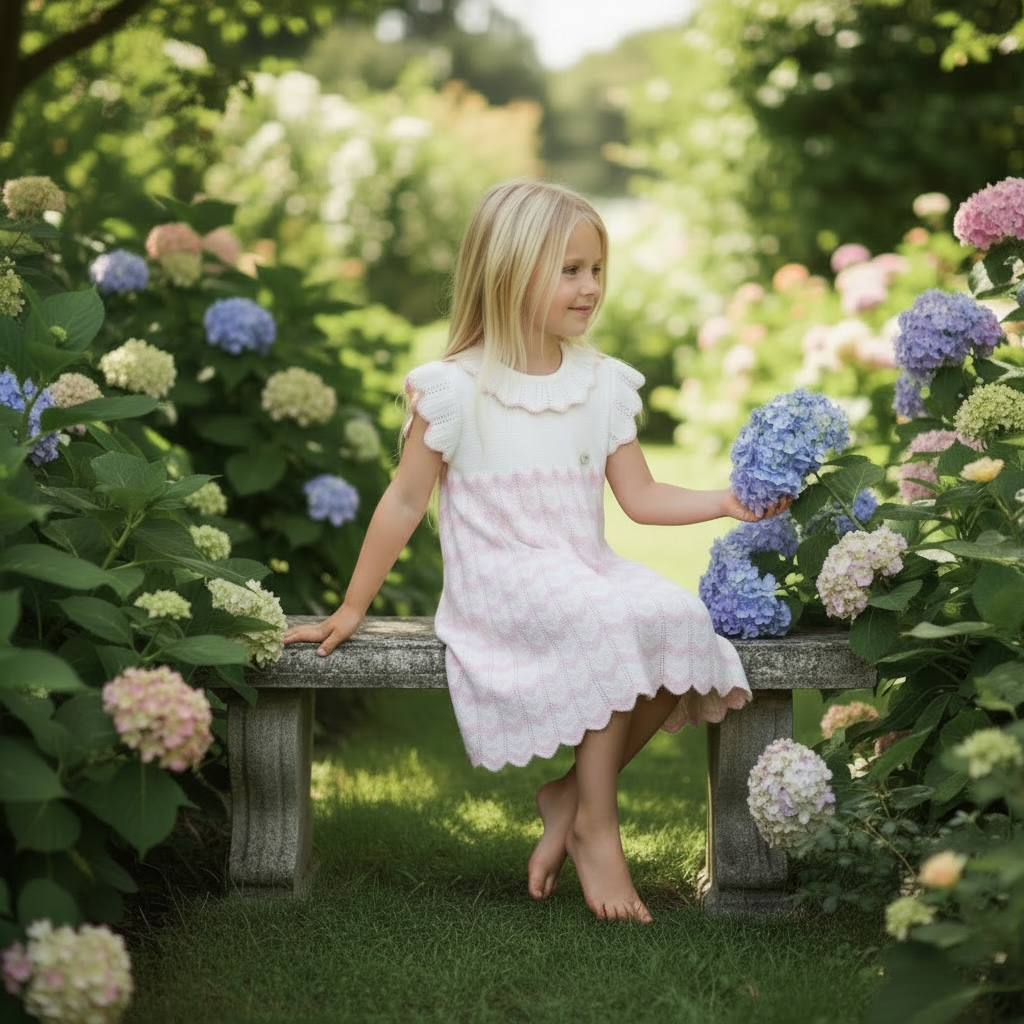 Pink & White Pleat Knit Dress