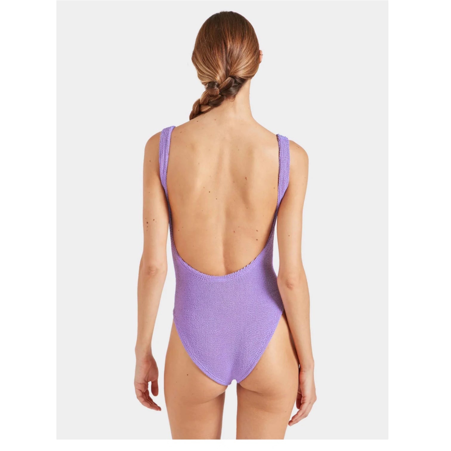 Square Neck Lilac Crinckle Swimsuit - Adult