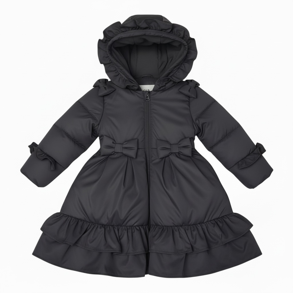 Ruffles School Coat - Grey