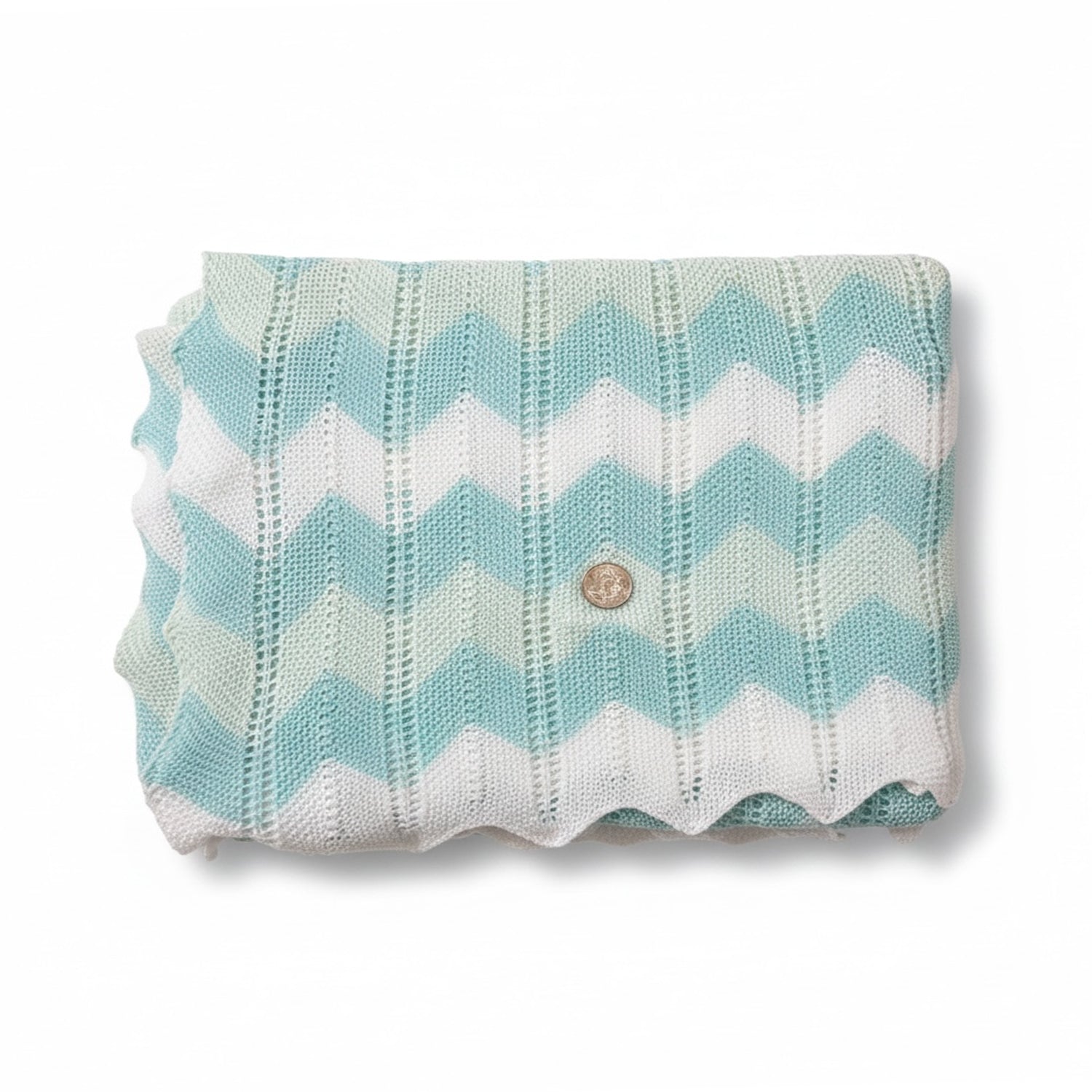 Turquoise & White Zig Zag Blanket
