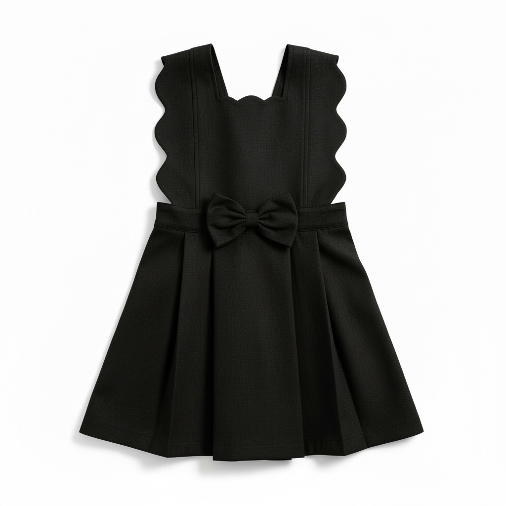 Scallop School Dress - Black
