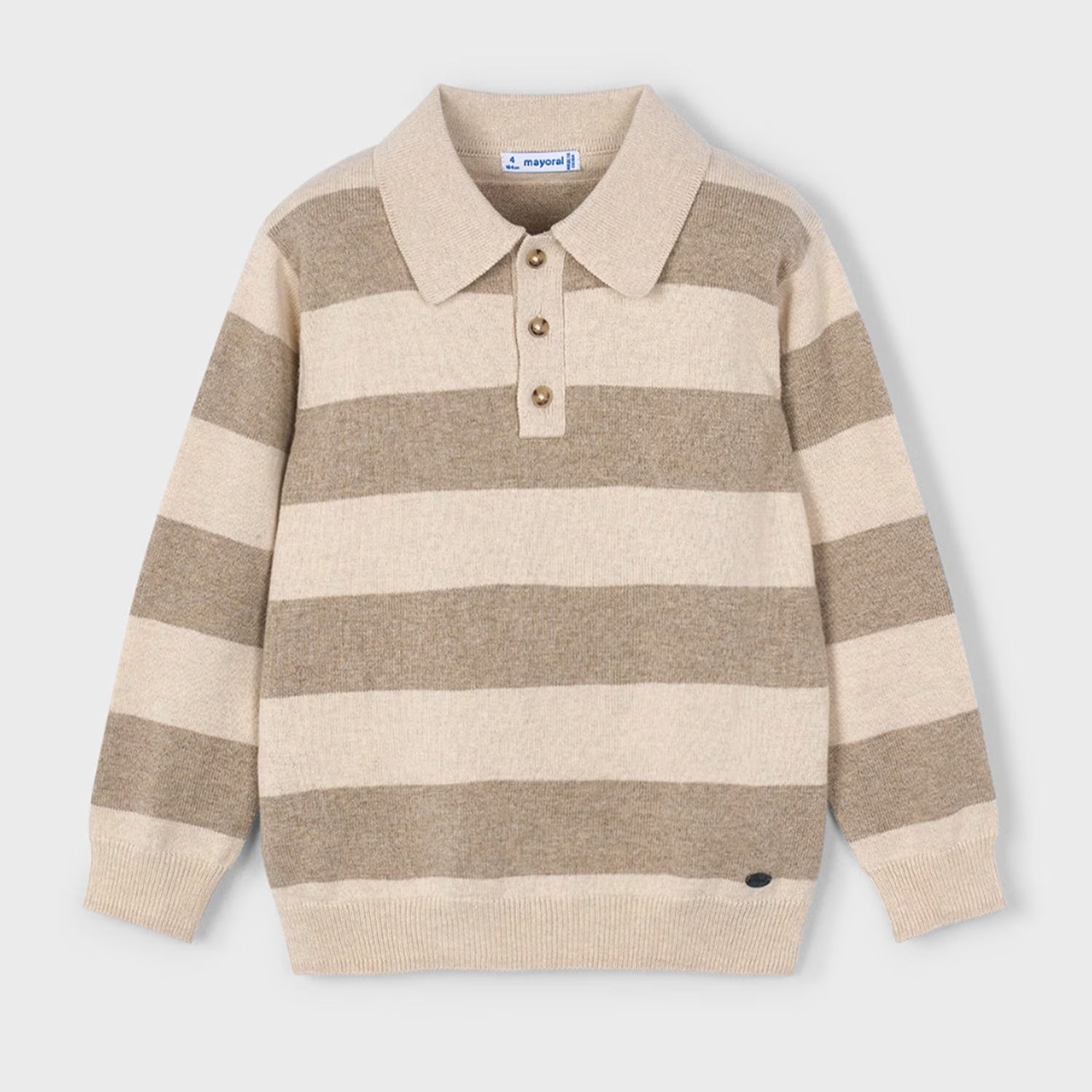 Beige Stripe Knitted Polo