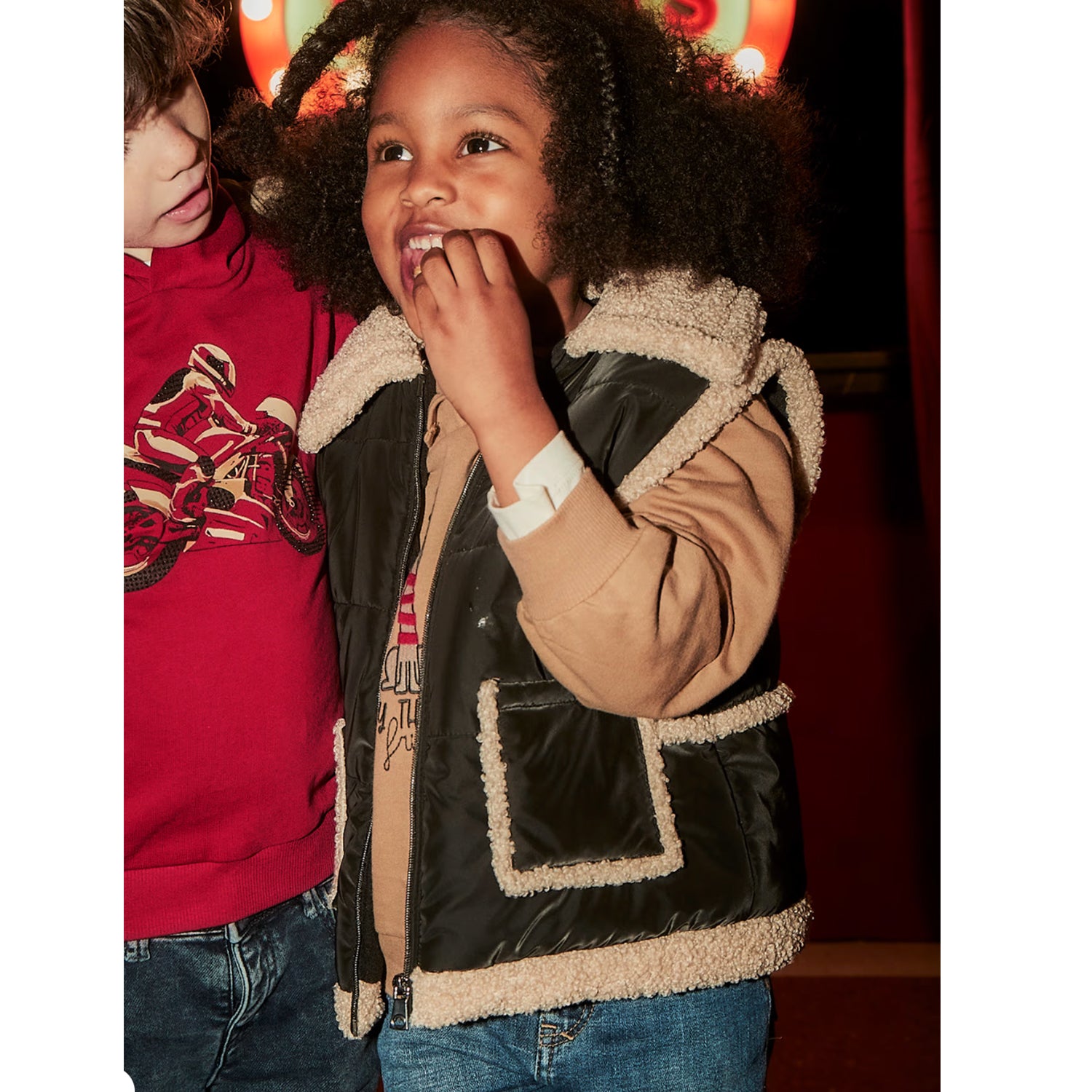 Black Fleece Trim Vest