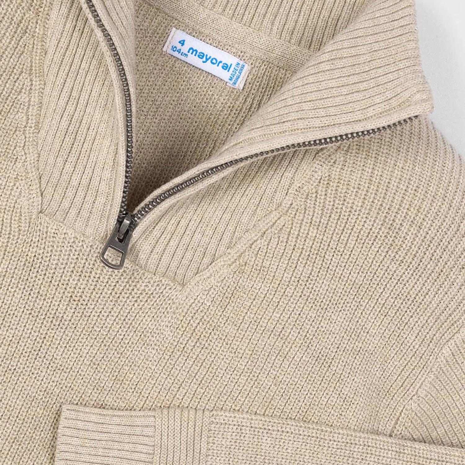 Beige Zip Up High Kneck Jumper