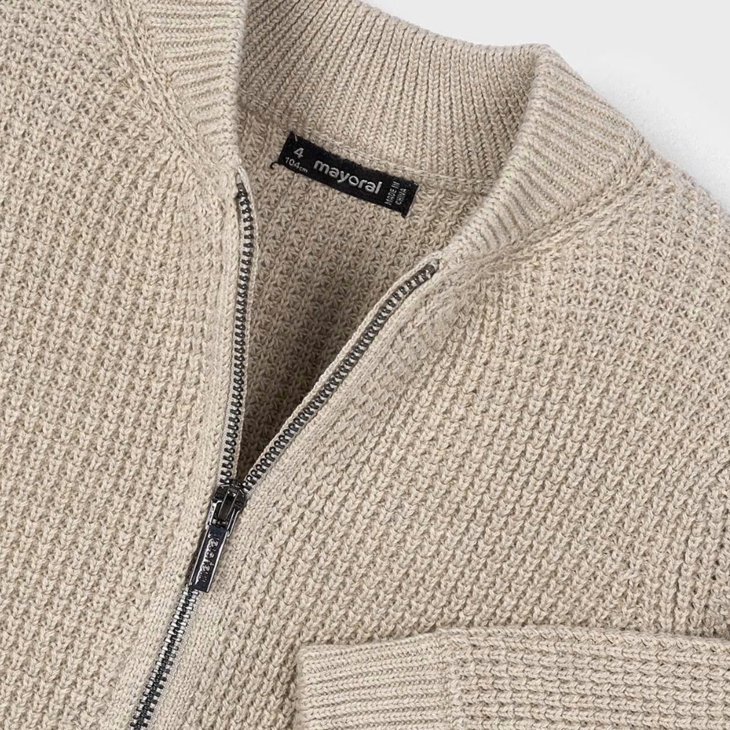 Beige Knitted Zip Up