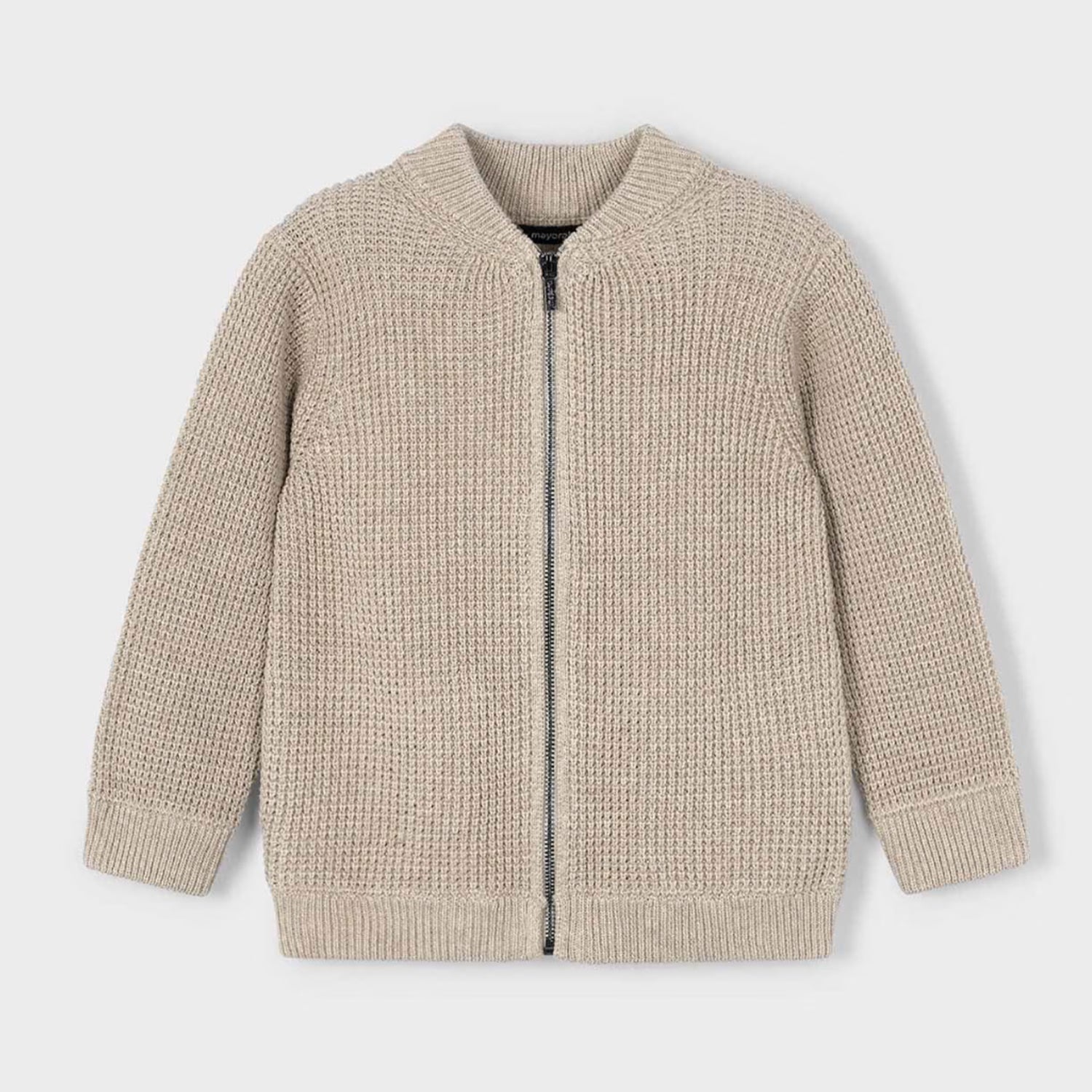 Beige Knitted Zip Up