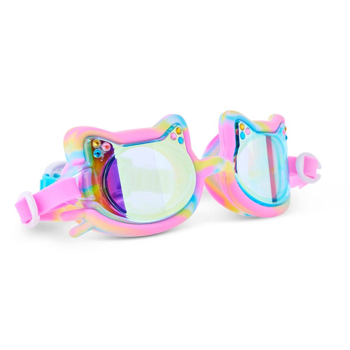 Multi Coloured Tie-Dye Cat Frame Kids' Swim Goggles