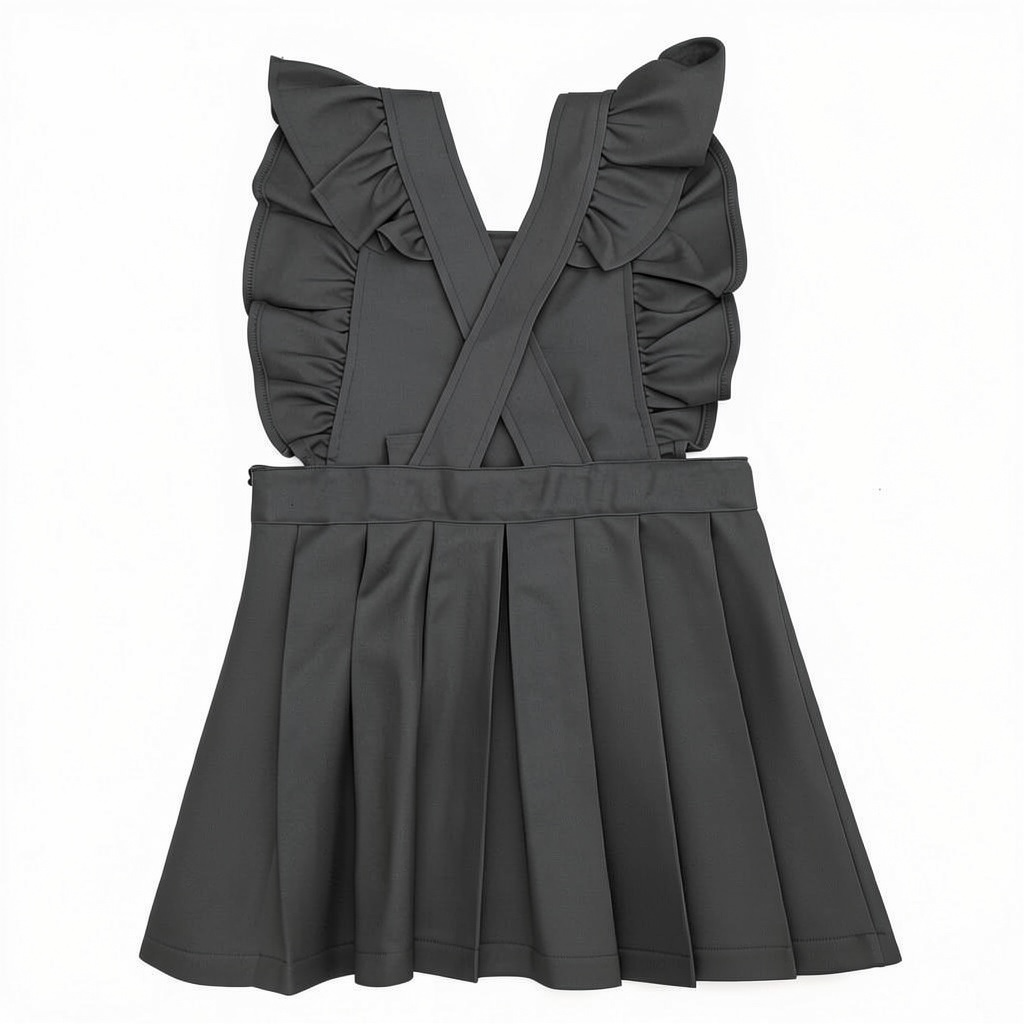 Ruffles School Dress - Grey