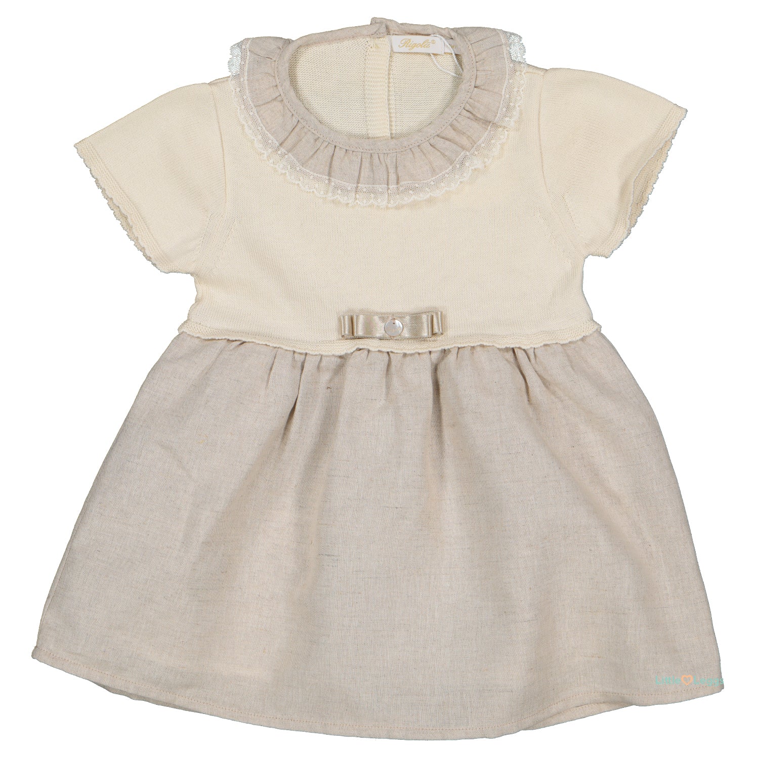 Beige Bi-Material Dress