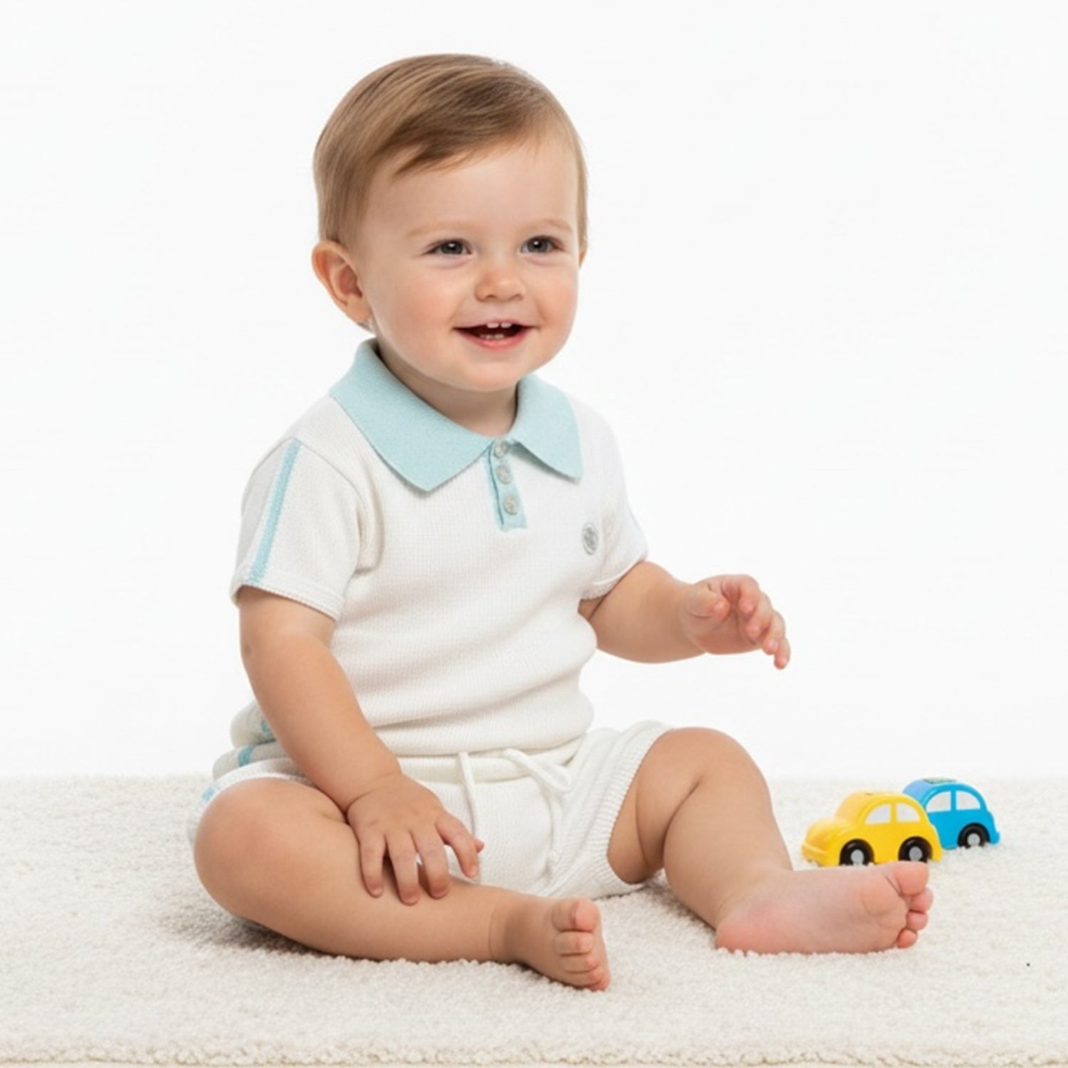 Turquoise Trim Polo Short Set