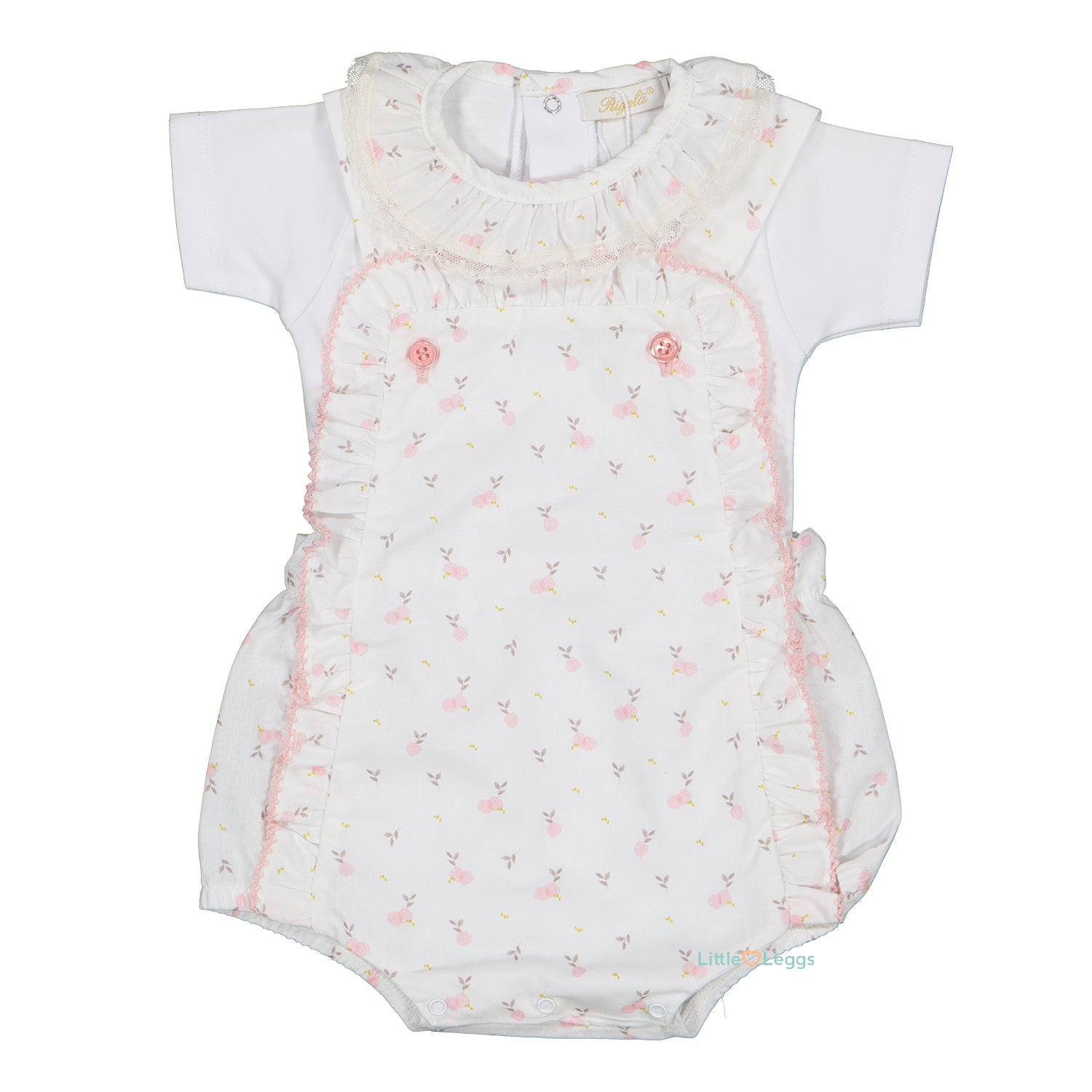 Pink Fruit Print Dungaree Set