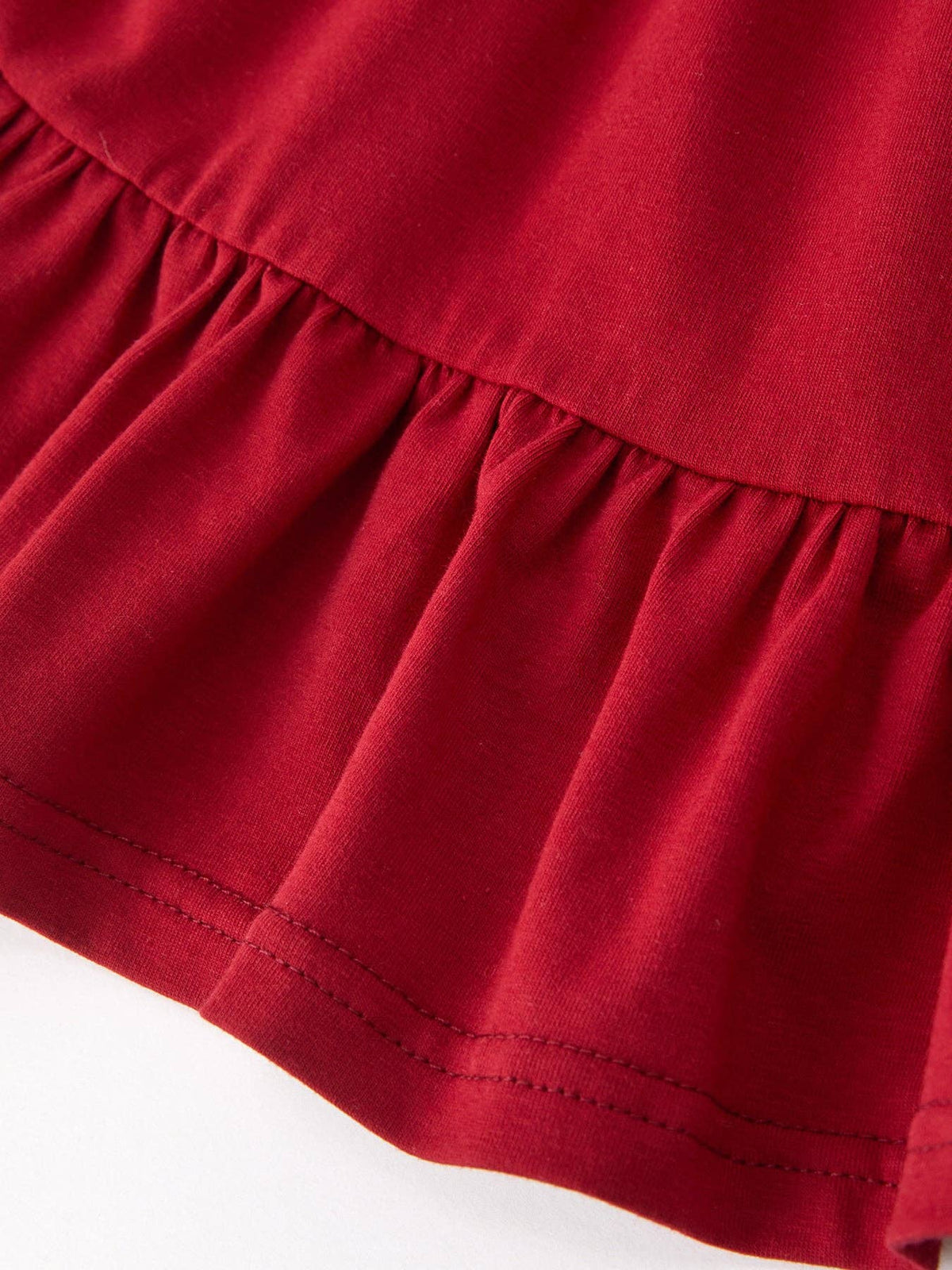 Girls Red Lace Bow Ruffle Dress