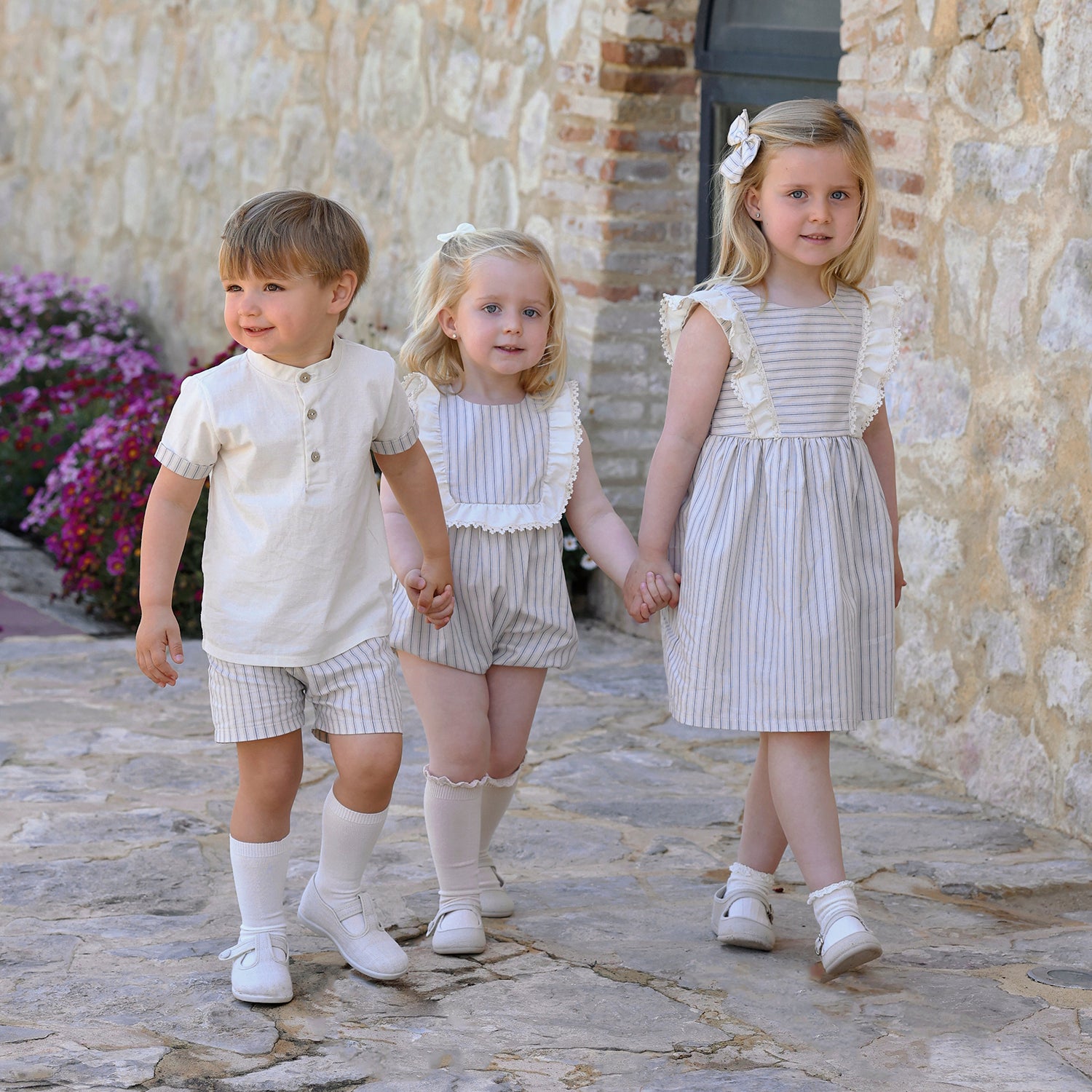 Cream & Beige Shirt & Short Set