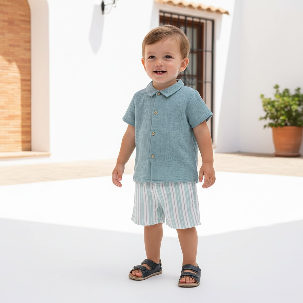 Sage Green Crepe Short Set