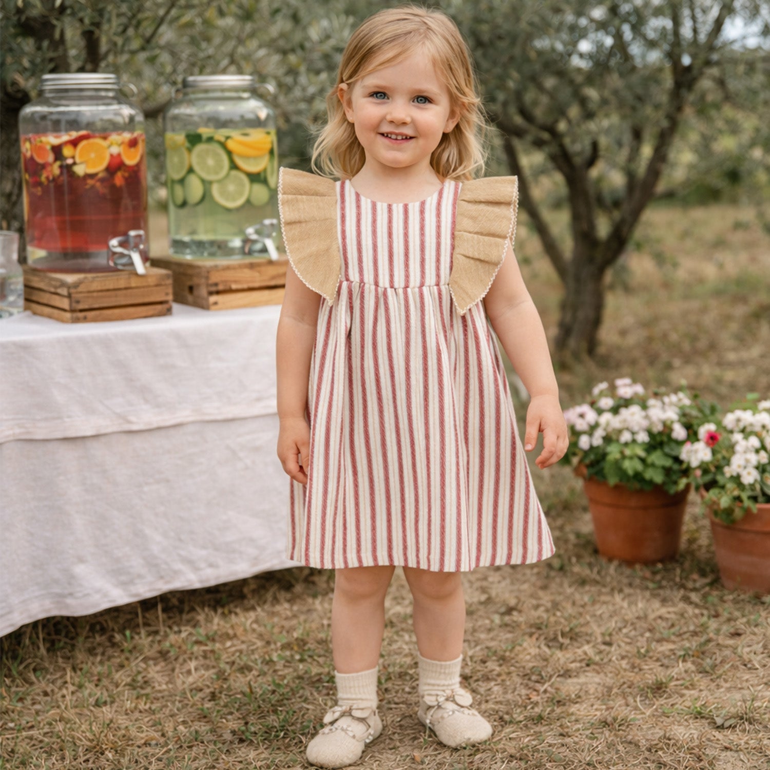 Red Stripe Dress & Hair clip