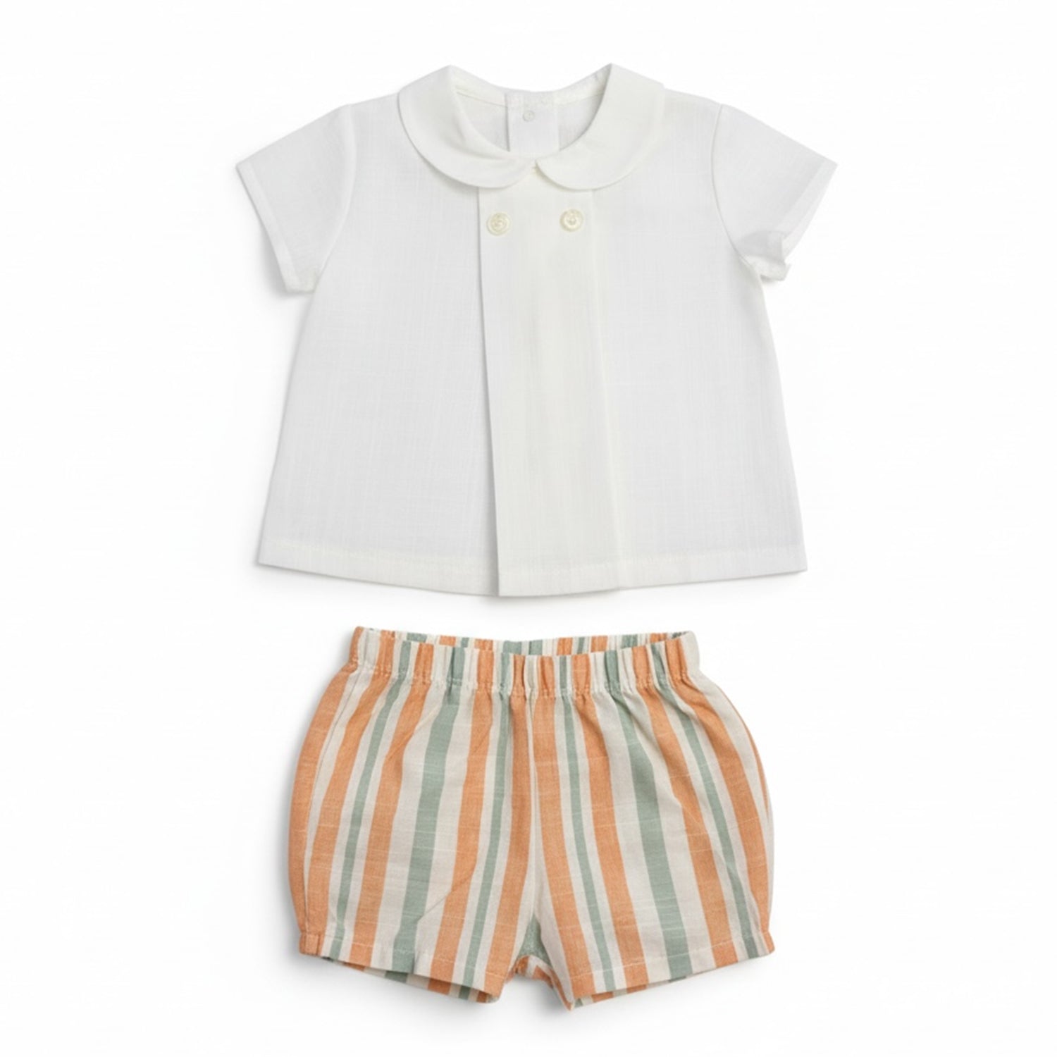 Orange & Khaki Stripe Short Set