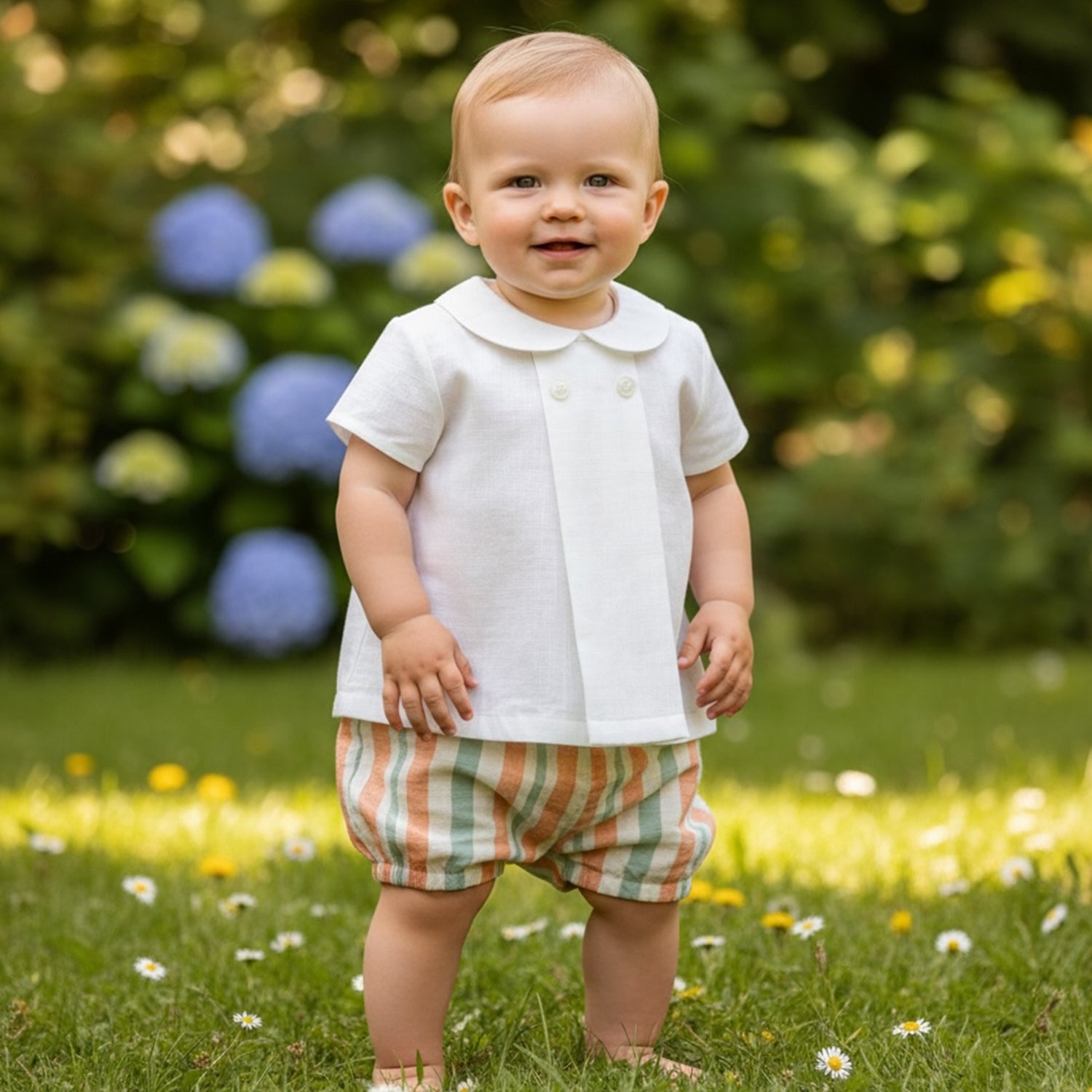 Orange & Khaki Stripe Short Set