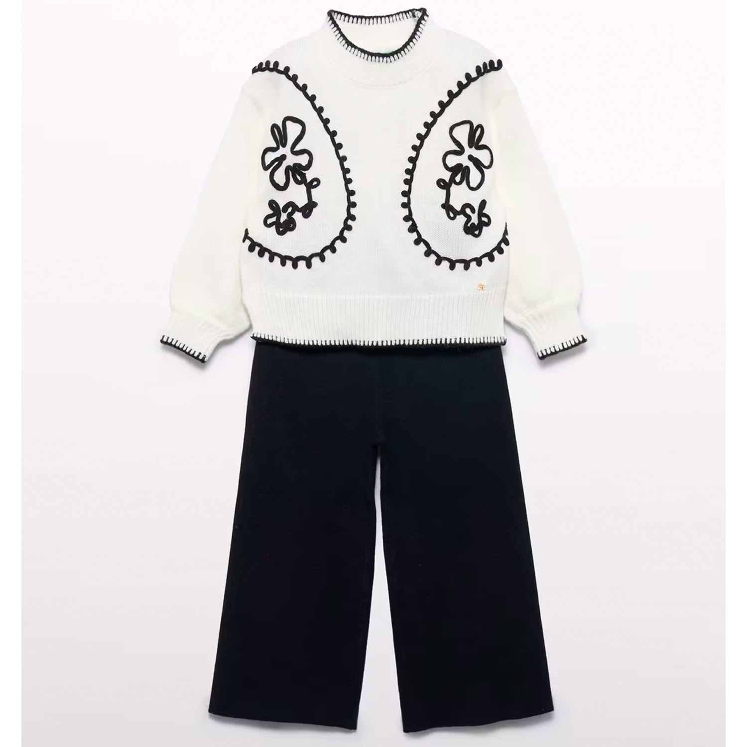 Black & Cream Knitted Flare Set