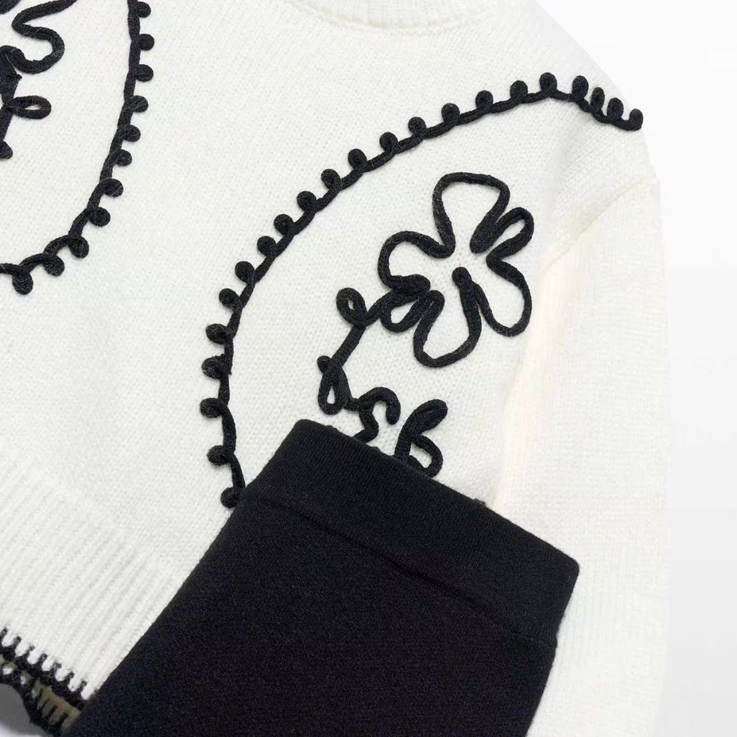 Black & Cream Knitted Flare Set