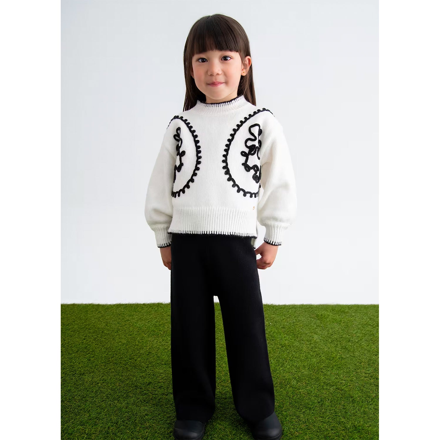 Black & Cream Knitted Flare Set