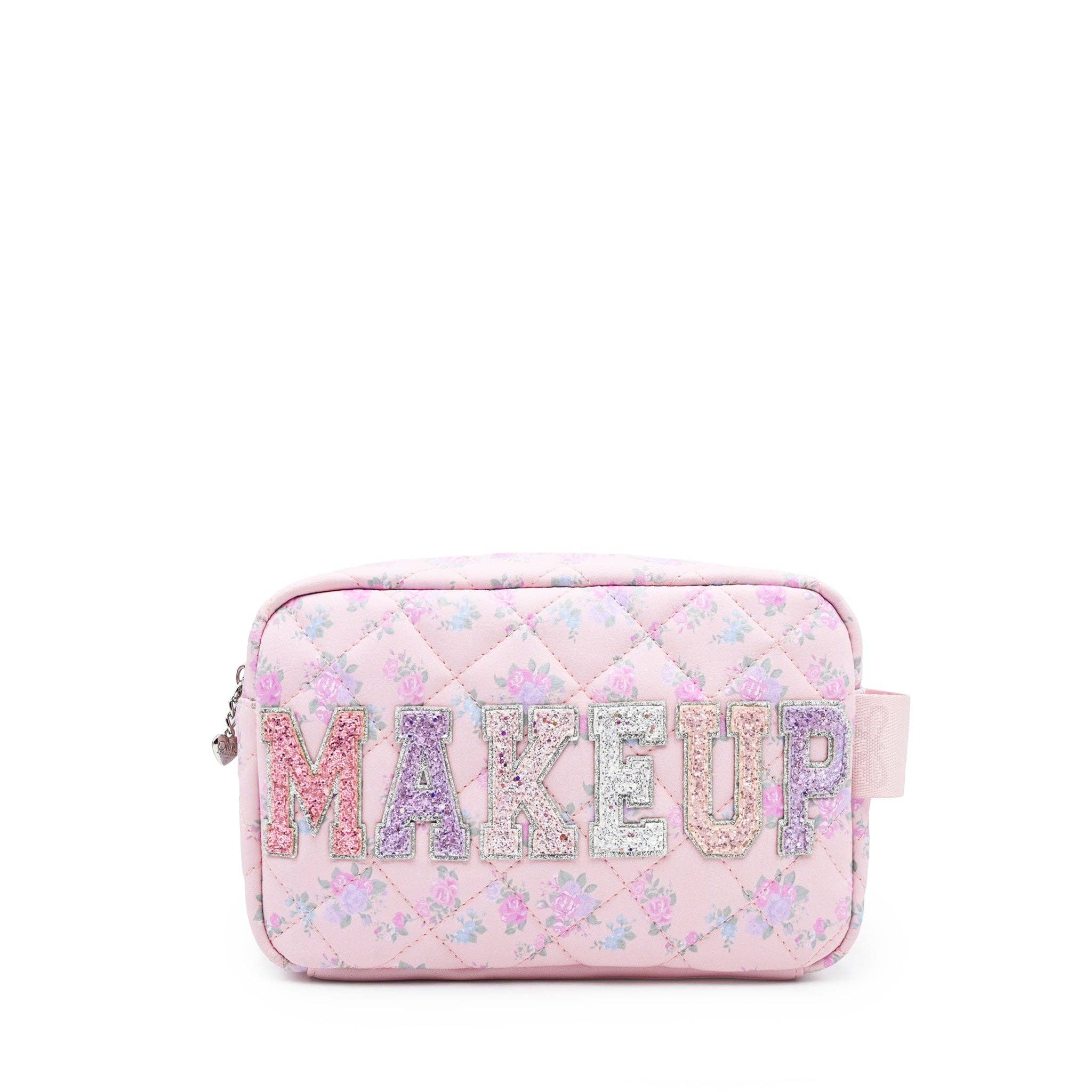 'MAKEUP' Quilted Floral Printed Pouch