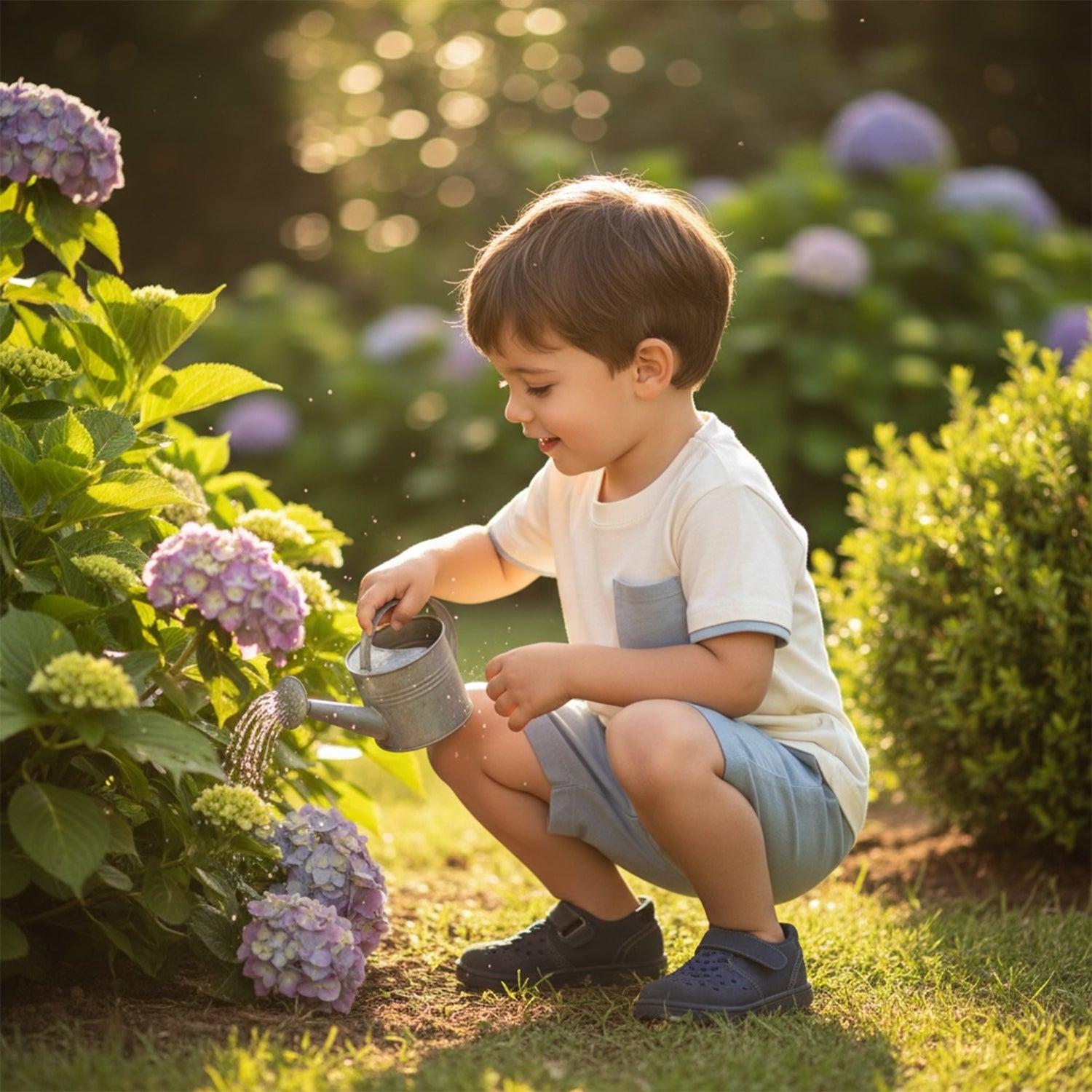 White & Blue T-shirt & Short Set